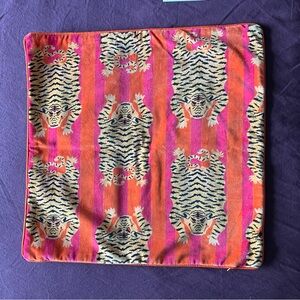 20x20 Pink Orange Striped Tiger Pillowcase Cover